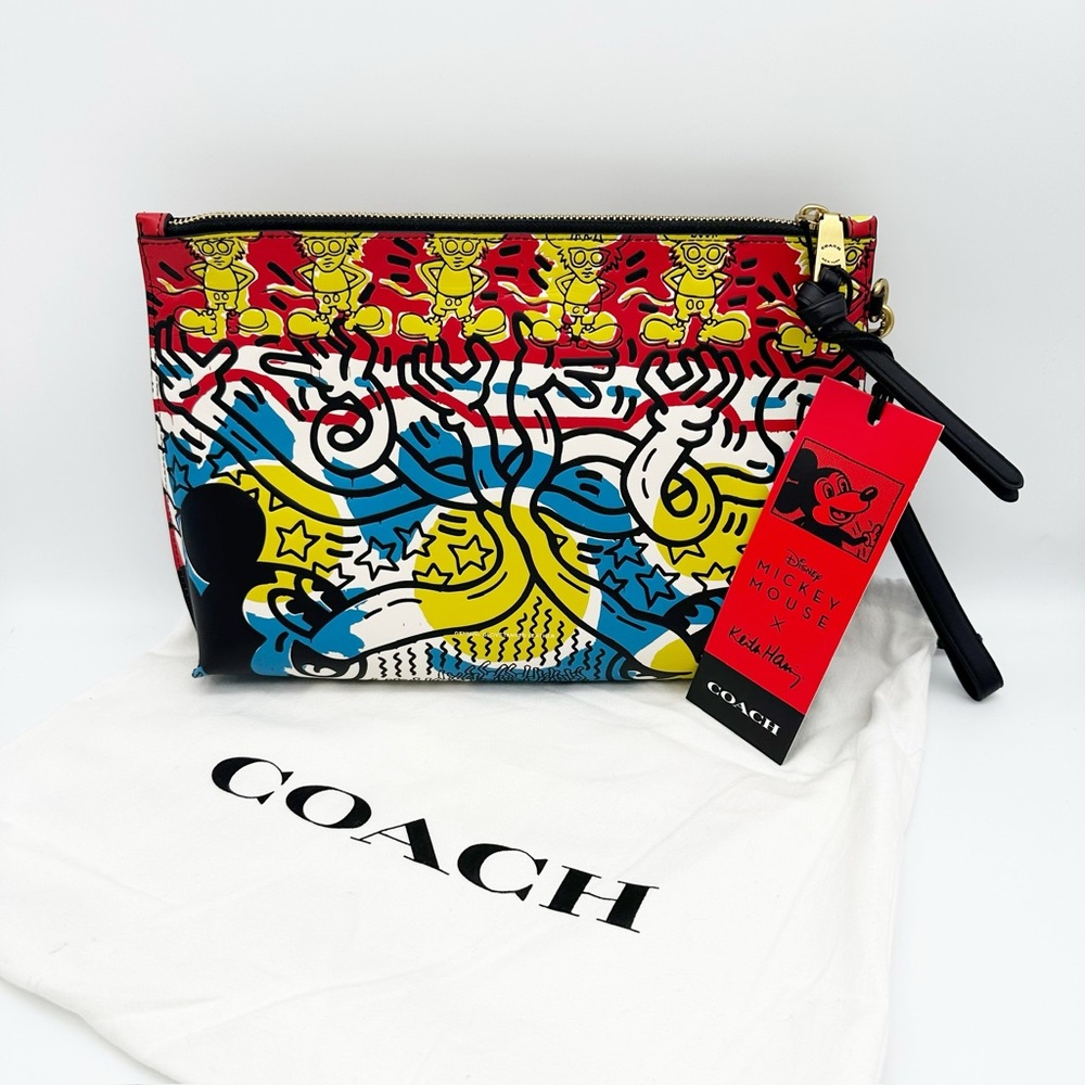 NWT Coach Disney Mickey Mouse X Keith Haring Academy Pouch - Picture 4 of 13